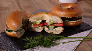 Bagel Veggie Sandwich with Garlic Dill Cream Cheese