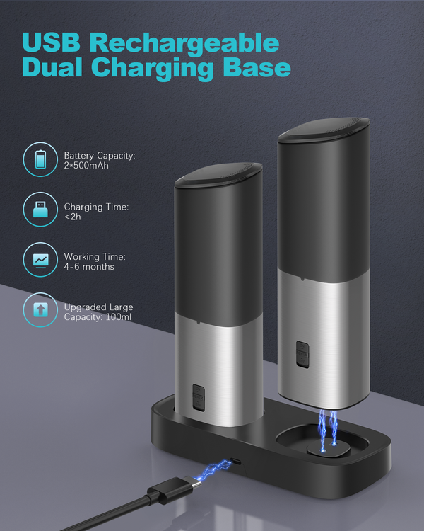 Ultrean Gravity Electric Salt and Pepper Grinder Set