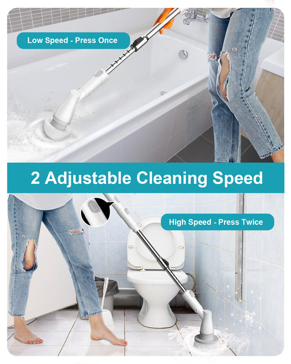 Ultrean Electric Spin Scrubber with 4 Replaceable Brush Heads Adjustable Extension Handle