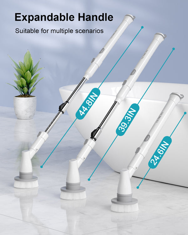 Ultrean Electric Spin Scrubber with 4 Replaceable Brush Heads Adjustable Extension Handle