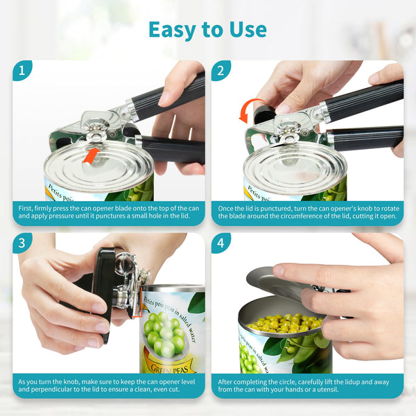Ergonomic Can Opener with Bottle Opener | Easy-Grip Manual Opener with Bottle Opener | ULTREAN