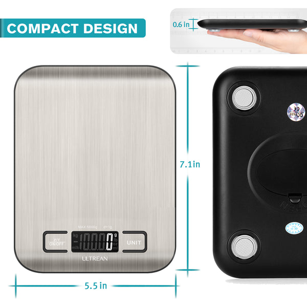 Ultrean Digital Food Scale, 6 Units with Tare Function, 11lb (Batteries Included)