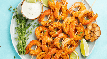 Air Fryer Lemon Garlic Shrimp Skewers