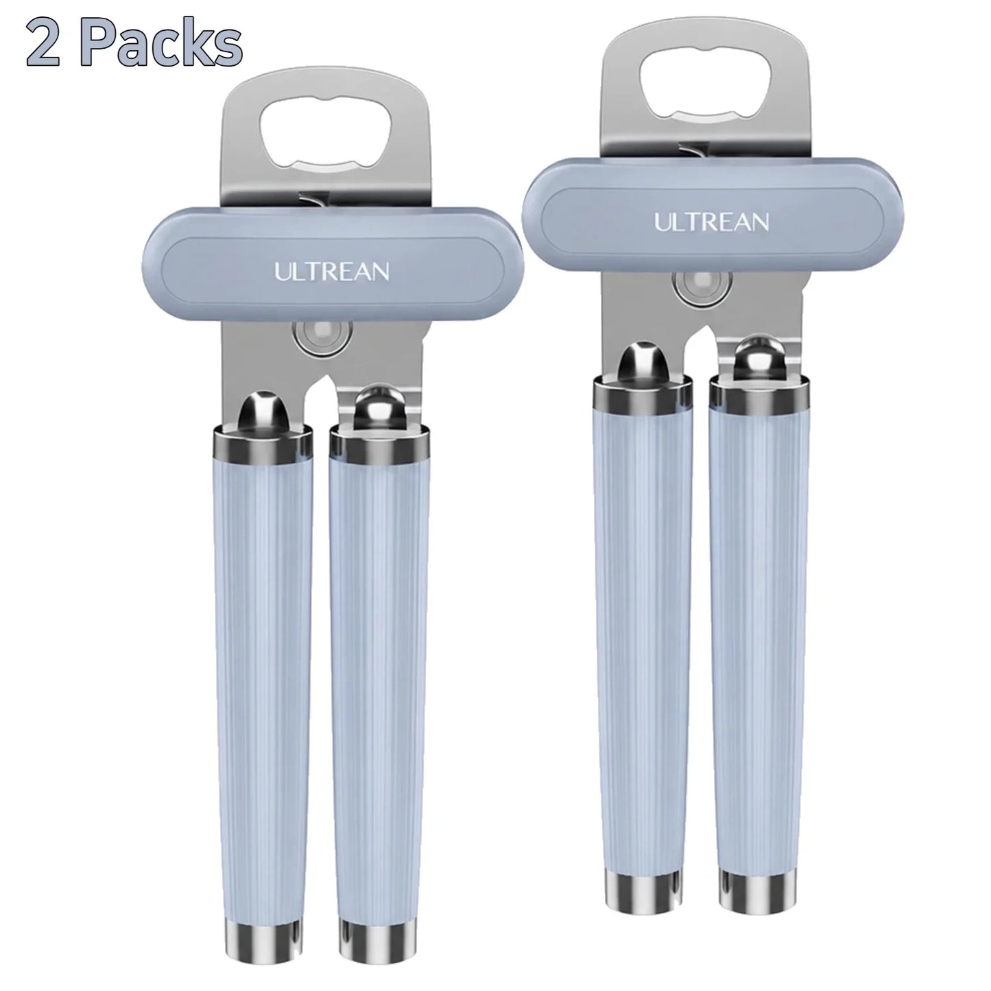 Ultrean Can Opener Manual Bottle Opener Heavy Duty Smooth Edge for Seniors with Arthritis, Easy to Turn Seafood/Fruits/Pet Food Cans, Kitchen Essentials Tool for Home/Campaing/Travel/Outdoor