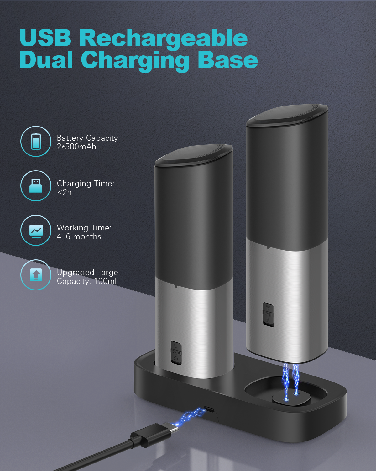 Ultrean Gravity Electric Salt and Pepper Grinder Set