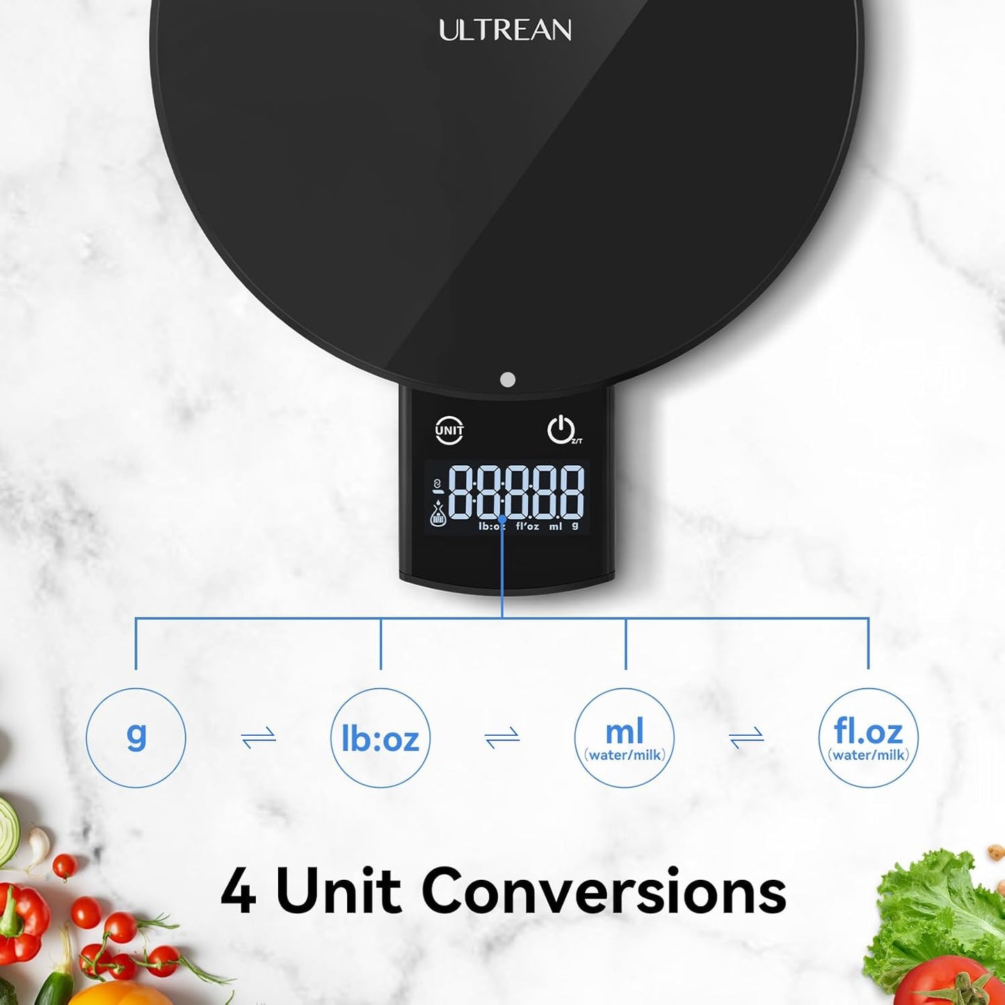 ULTREAN Circular Retractable Screen Smart Food Scale With Nutritional Calculator