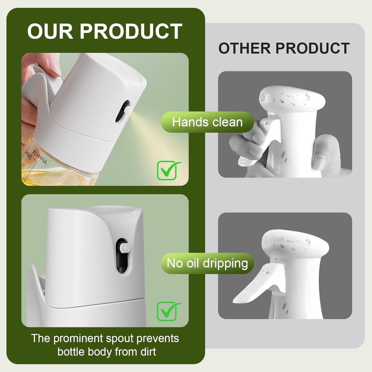 Ultrean Oil Sprayer for Cooking, 10oz/300ml Olive Oil Dispenser Bottle