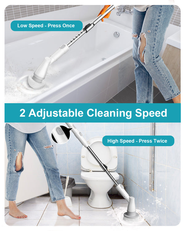 Electric Spin Scrubber, Cordless Shower Cleaning Brush with 9 Replaceable  Brush Heads and 3 Adjustable Speeds, Power Electric Shower Scrubber for