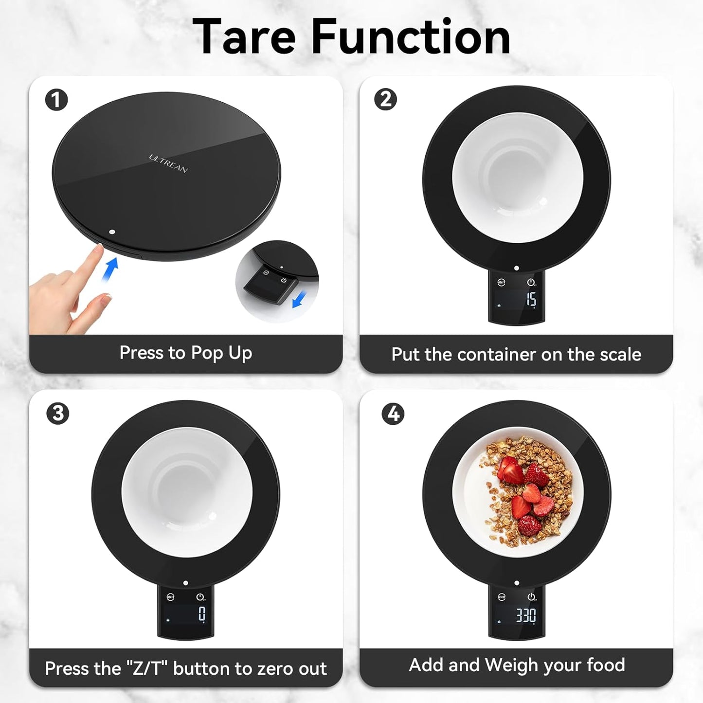 ULTREAN Circular Retractable Screen Smart Food Scale With Nutritional Calculator