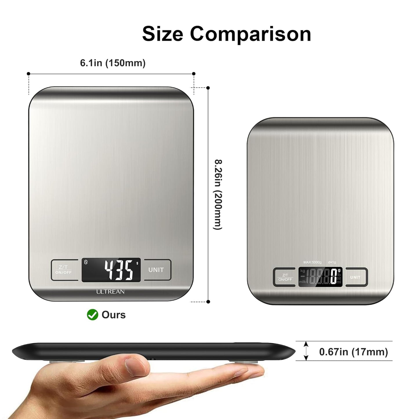 Ultrean Smart Food Kitchen Scale with Nutritional Calculator