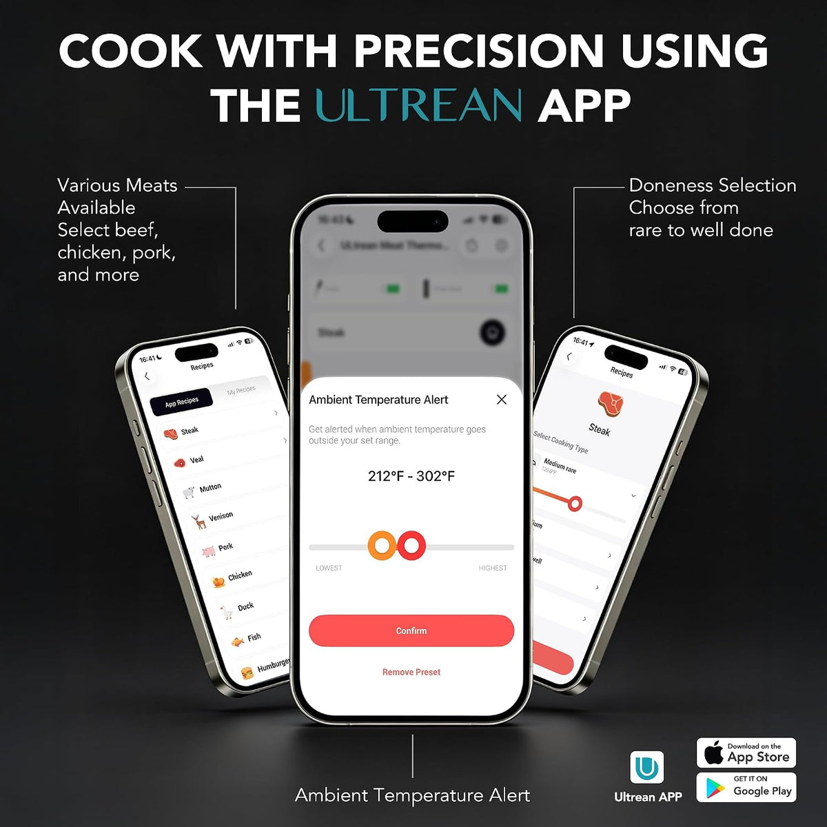 Ultrean Smart Wireless Meat Thermometer for Grilling