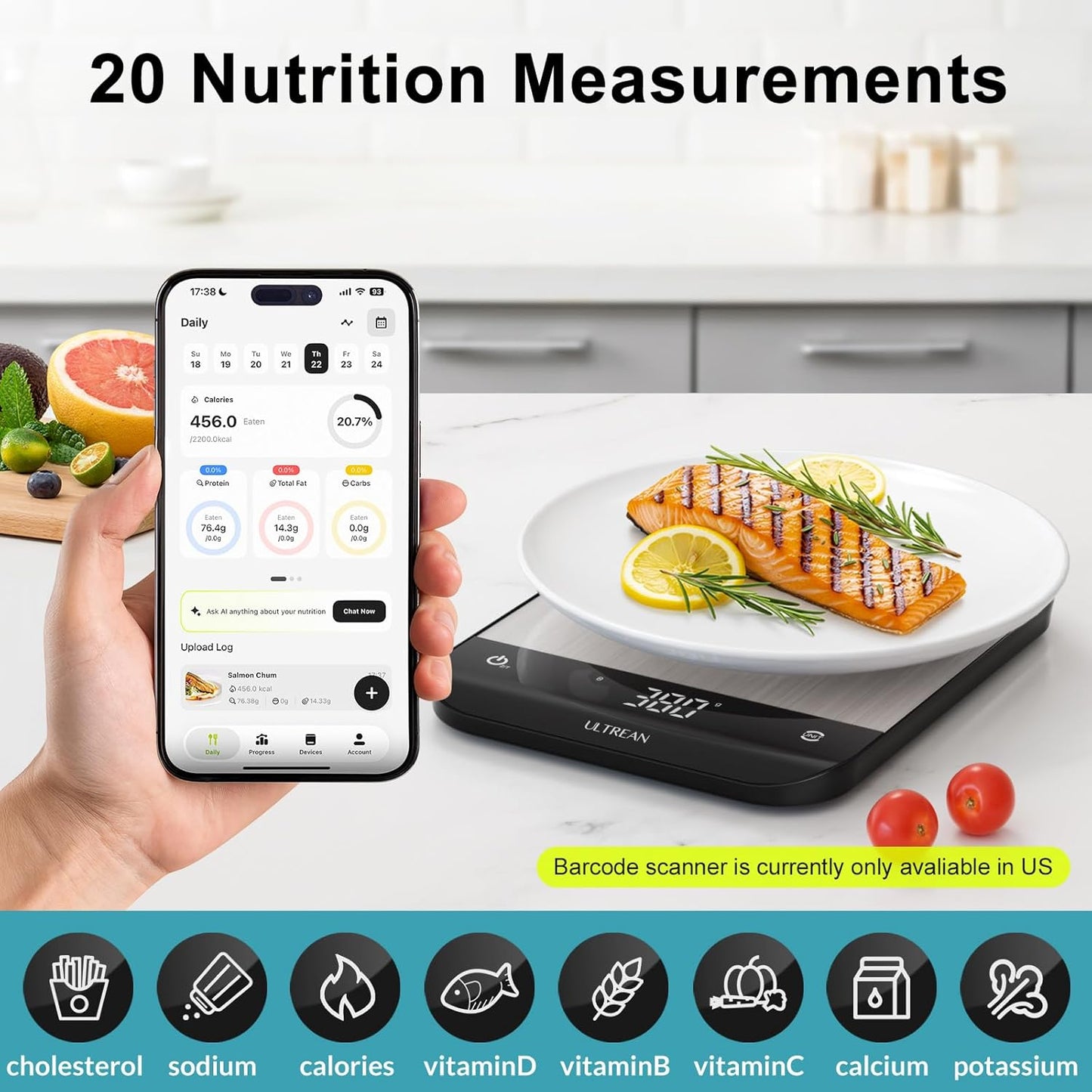 Ultrean Smart Food Scale with Nutritional Calculator