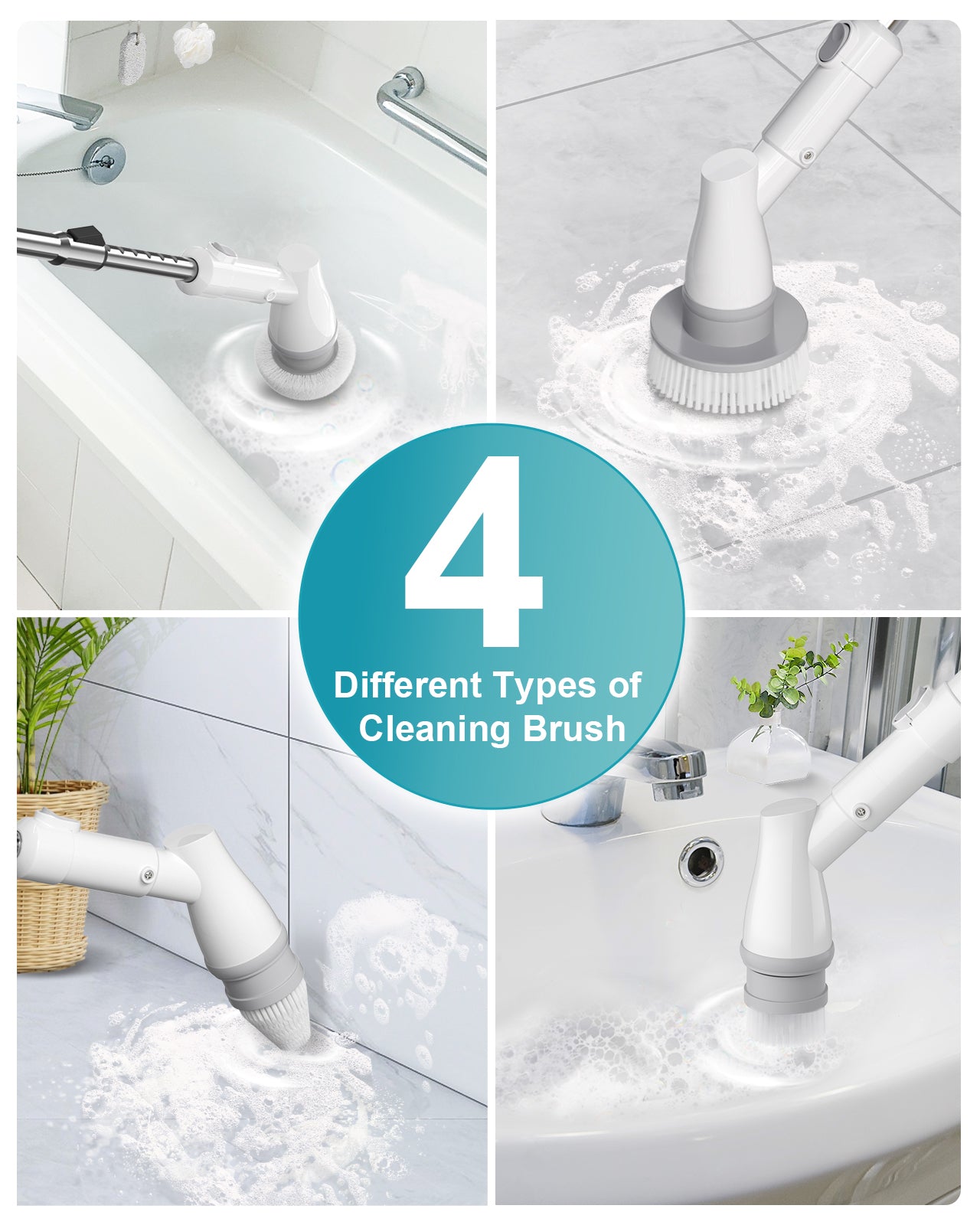 Ultrean Electric Spin Scrubber with 4 Replaceable Brush Heads Adjustab