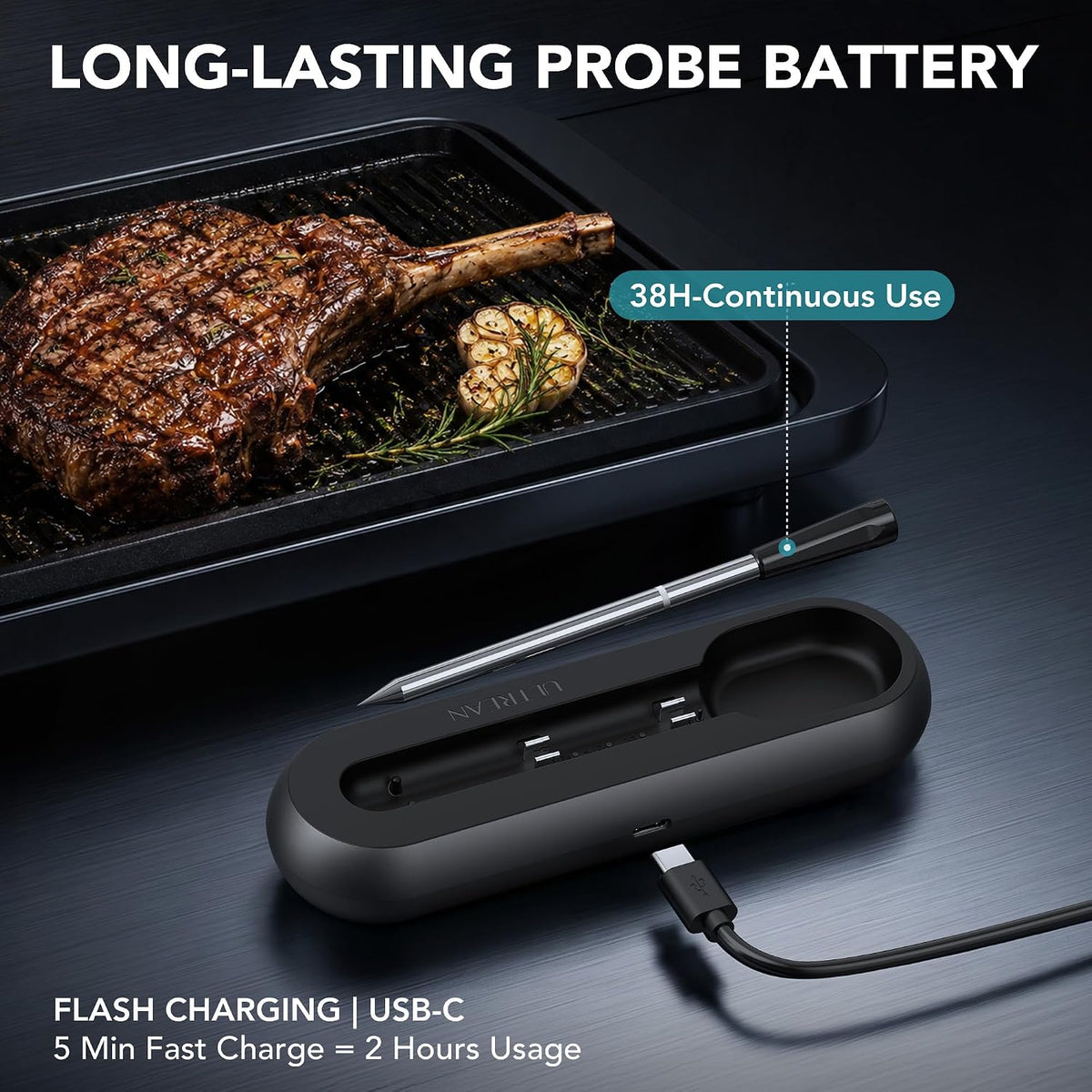 Ultrean Smart Wireless Meat Thermometer for Grilling