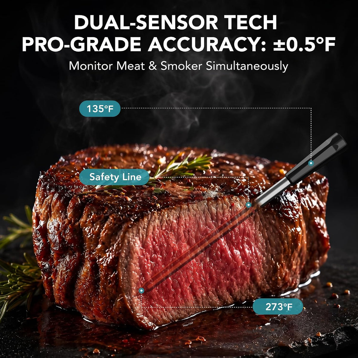 Ultrean Smart Wireless Meat Thermometer for Grilling