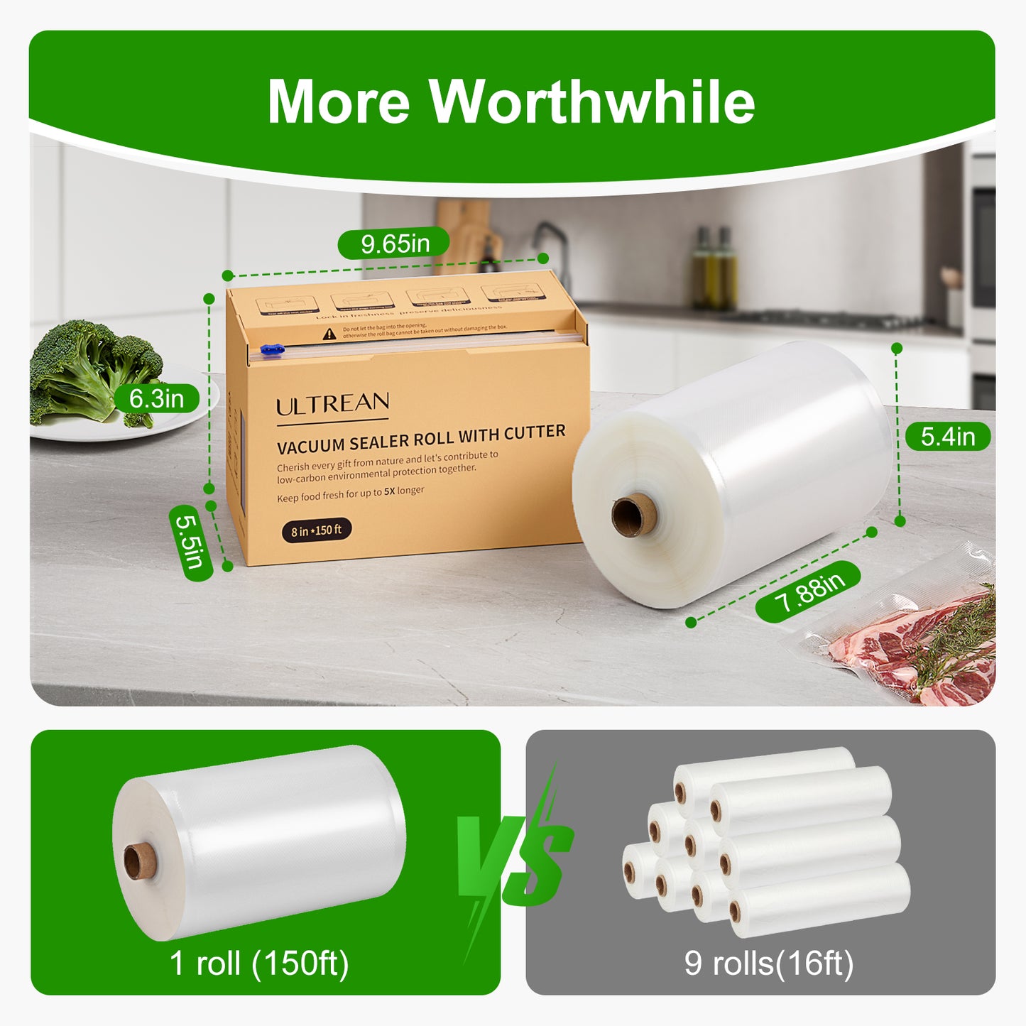 Ultrean Vacuum Seal Roll Keeper with Cutter