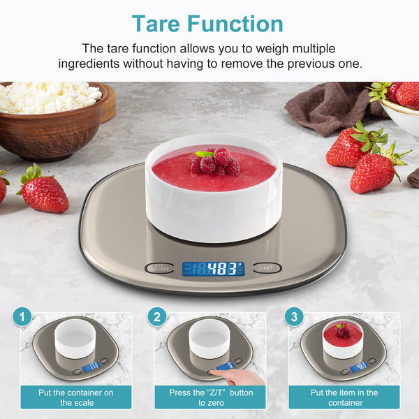 Ultrean Food Scale, 33lb/15Kg Digital Kitchen Scale for Food Ounces and Grams Cooking Baking, 1g/0.1oz Precise Graduation, USB Rechargeable, 6 Weight Units, Tare Function