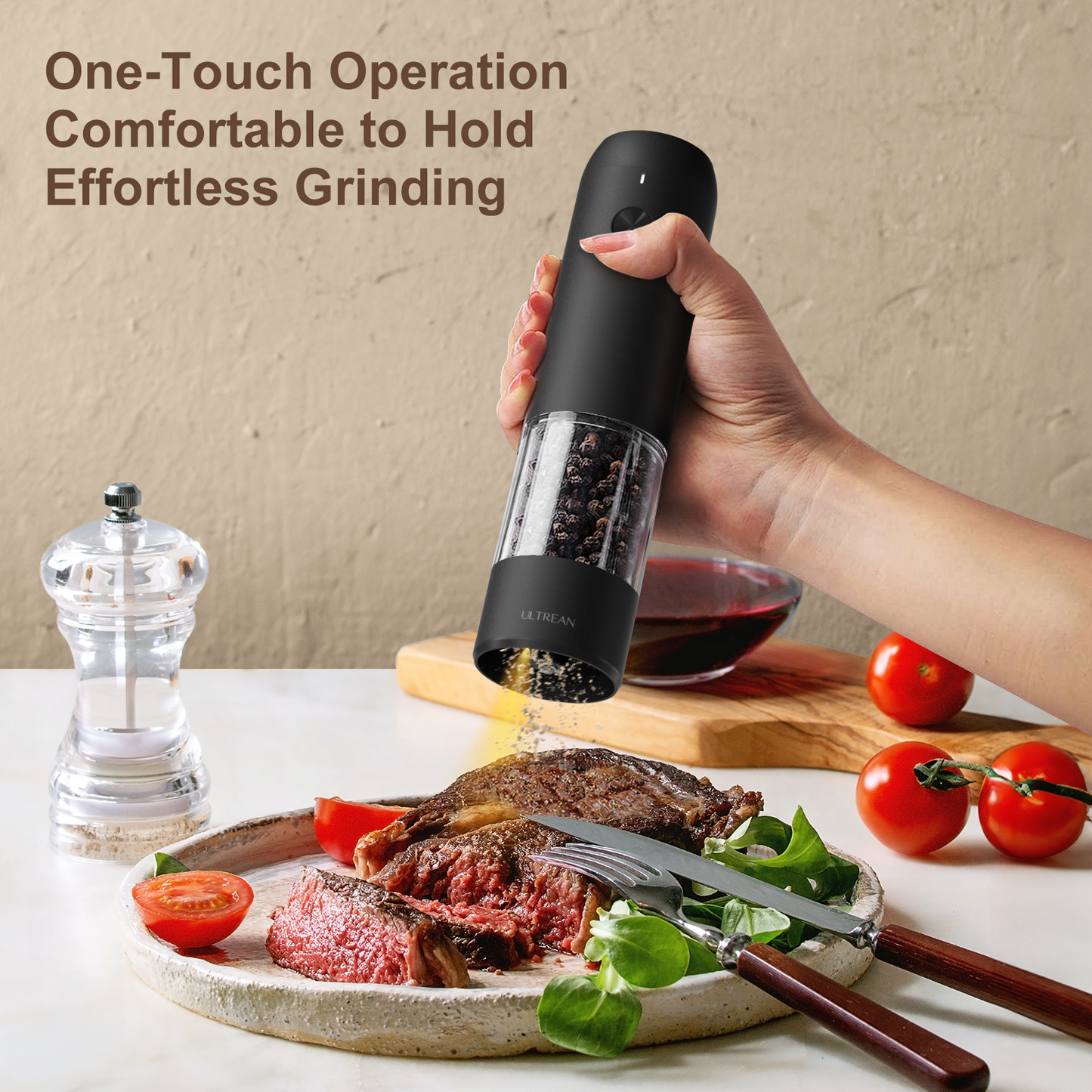 Ultrean Electric Salt and Pepper Grinder Sets (2 Pack)