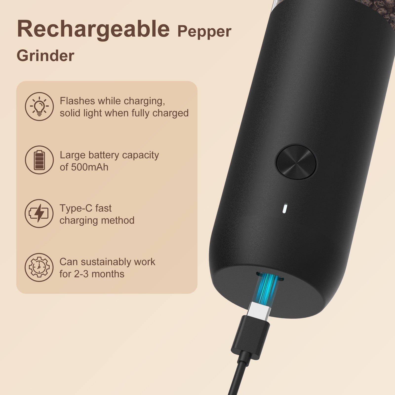 Ultrean Electric Salt and Pepper Grinder - Thumbnail 5