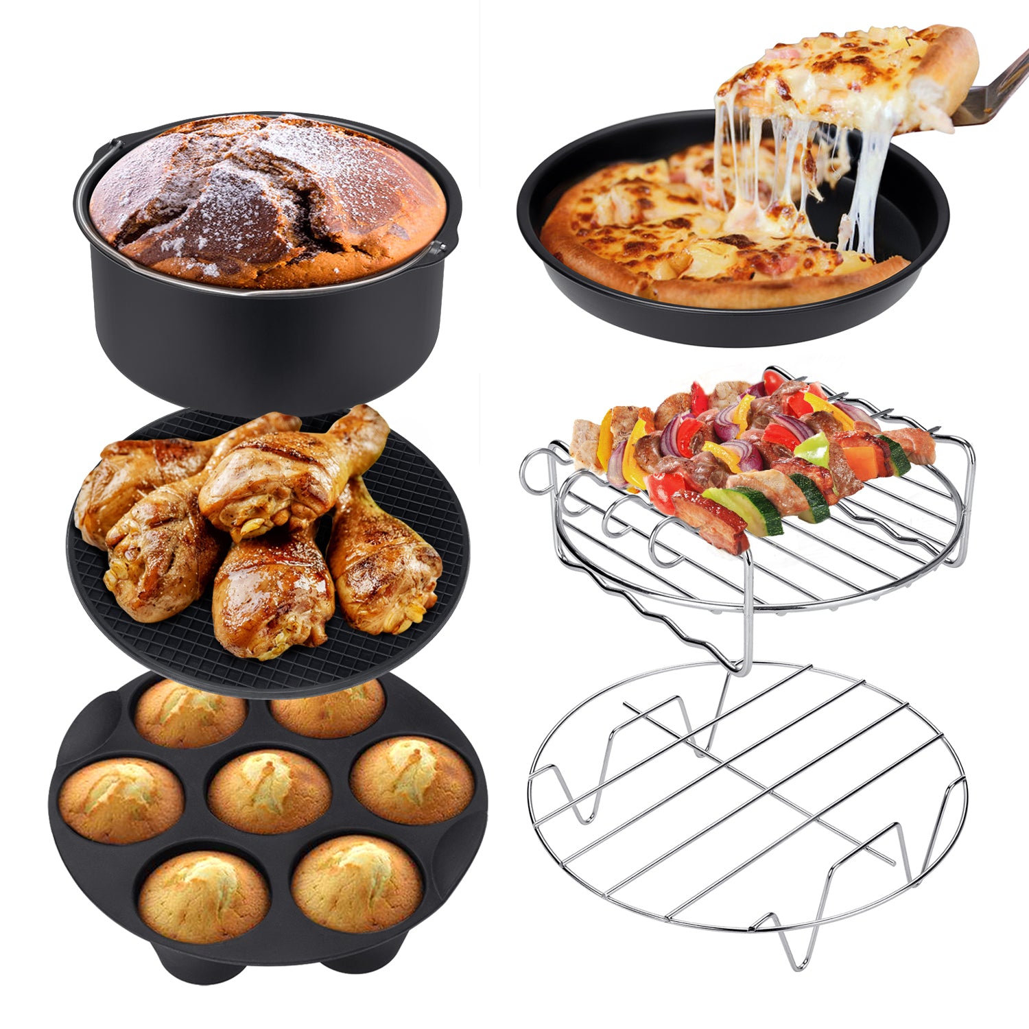 2 Pack 8 Inch Air Fryer Silicone Liners - 3 to 6 Qt Pot - Oven Accessories