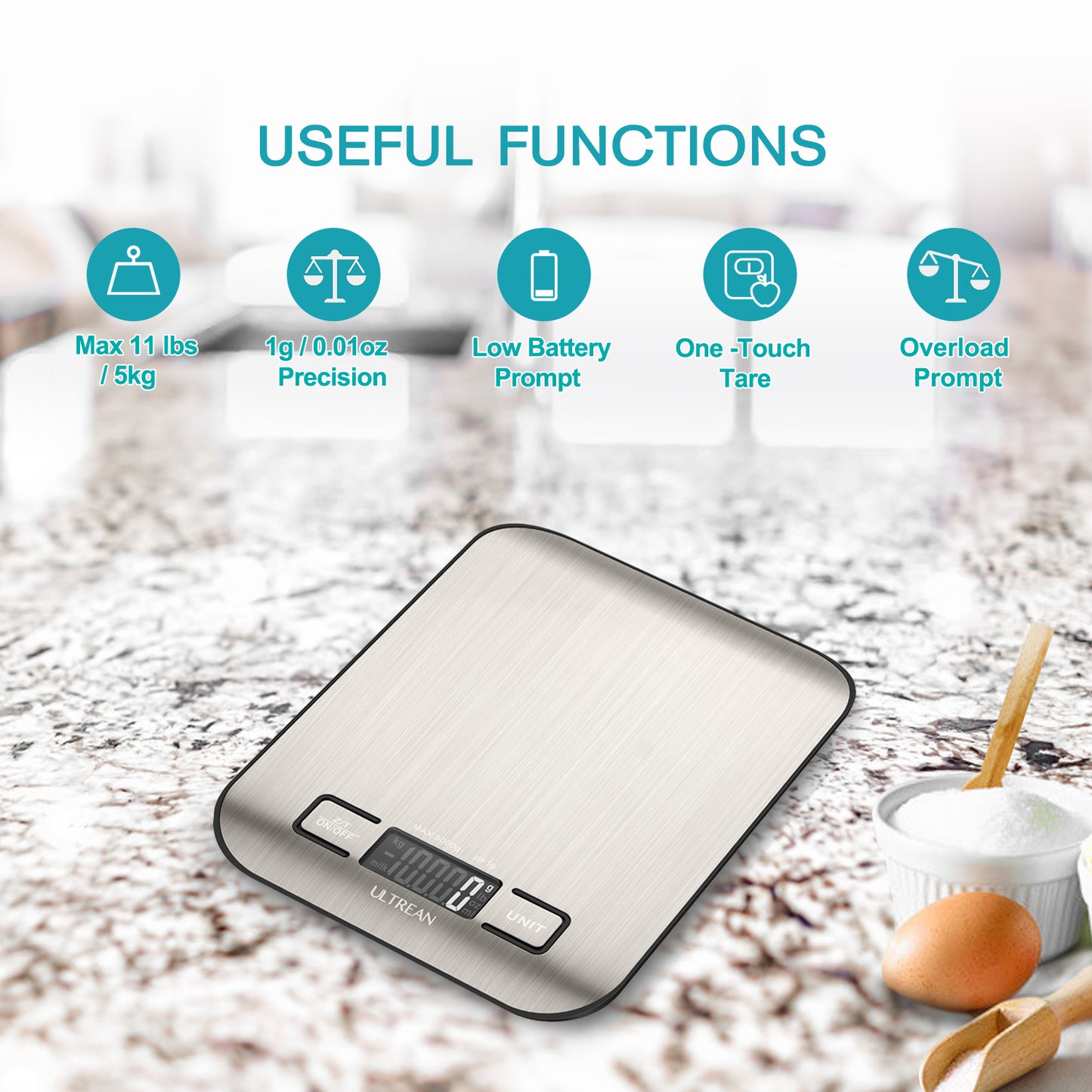 Ultrean Digital Food Scale, 6 Units with Tare Function, 11lb (Batteries Included)