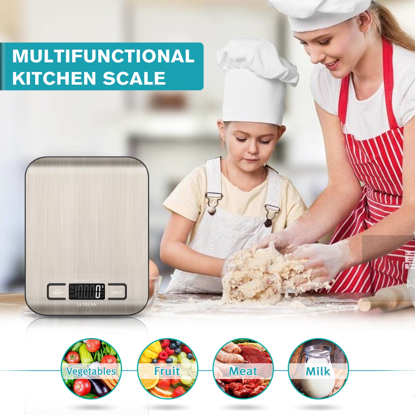 Ultrean Digital Food Scale, 6 Units with Tare Function, 11lb (Batteries Included)